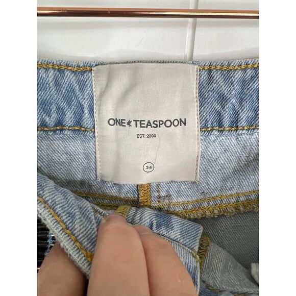 NWT One Teaspoon Railed Sequin Junkyard Low Waist Denim Skirt Size 34 - Picture 8 of 11